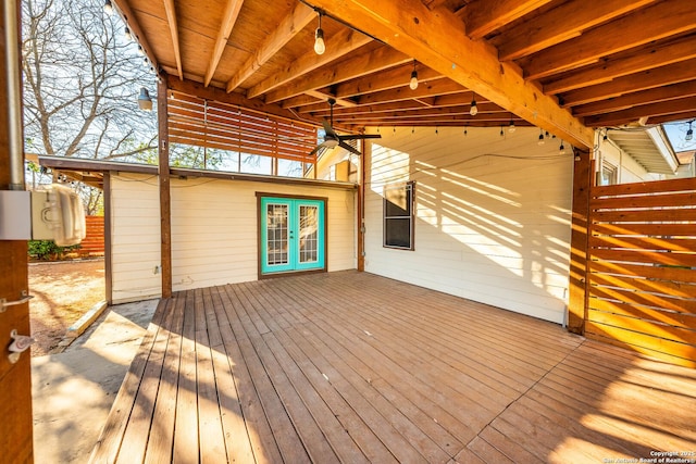 wooden deck with french doors