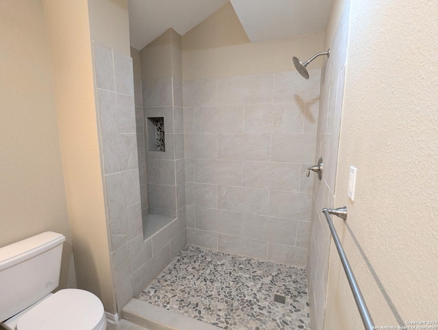 full bath with toilet and tiled shower