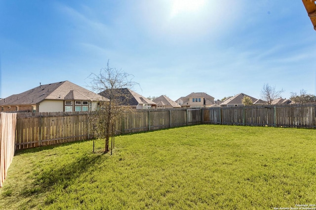 view of yard with a fenced backyard