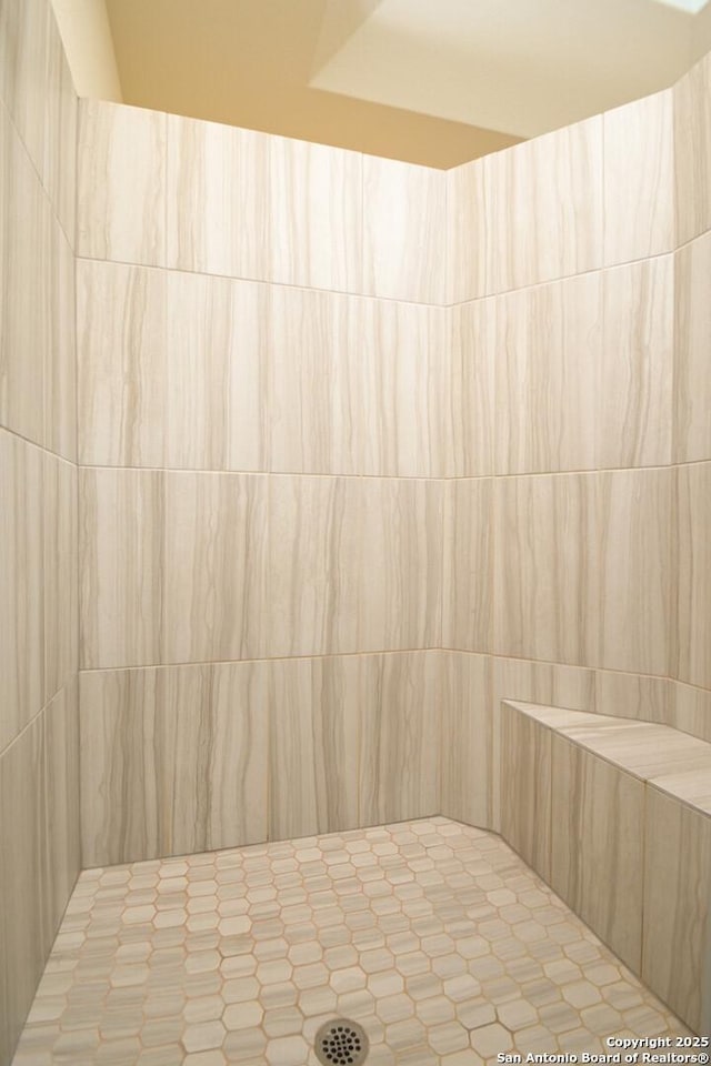 interior space with tiled shower