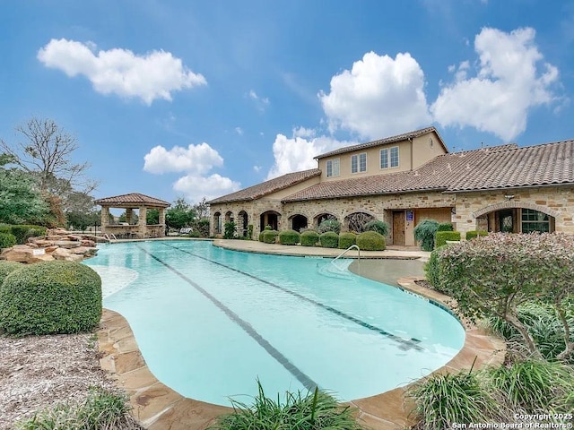 pool featuring a gazebo