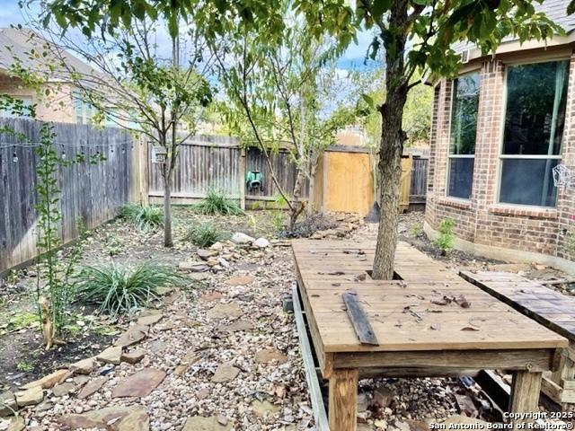 view of yard with a fenced backyard and a deck