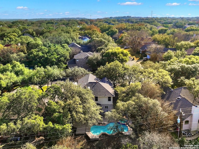 aerial view featuring a forest view