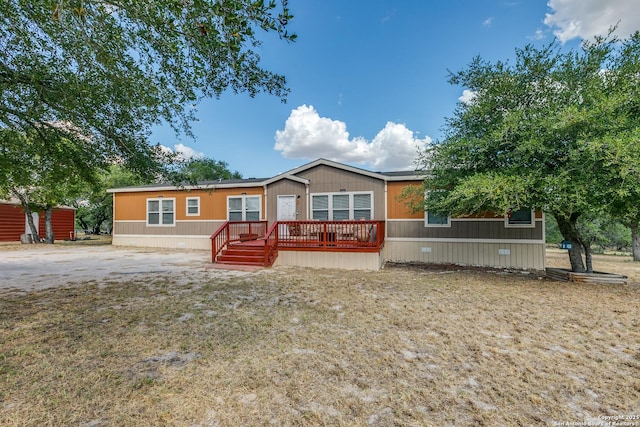 manufactured / mobile home with a deck and crawl space