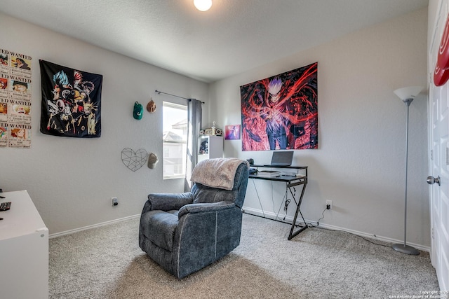 sitting room with carpet flooring and baseboards