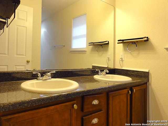 bathroom with a sink and double vanity