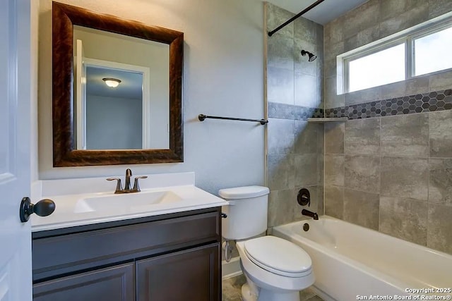 full bathroom with toilet,  shower combination, and vanity