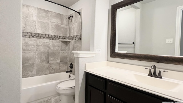 full bathroom with toilet, shower / bath combination, and vanity