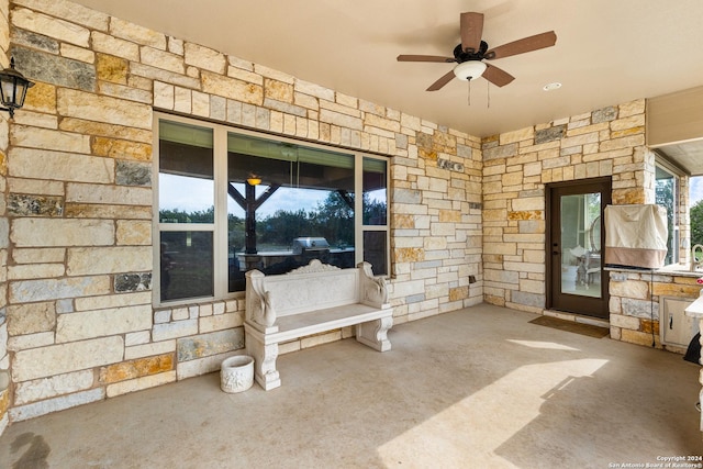 view of patio / terrace with a ceiling fan