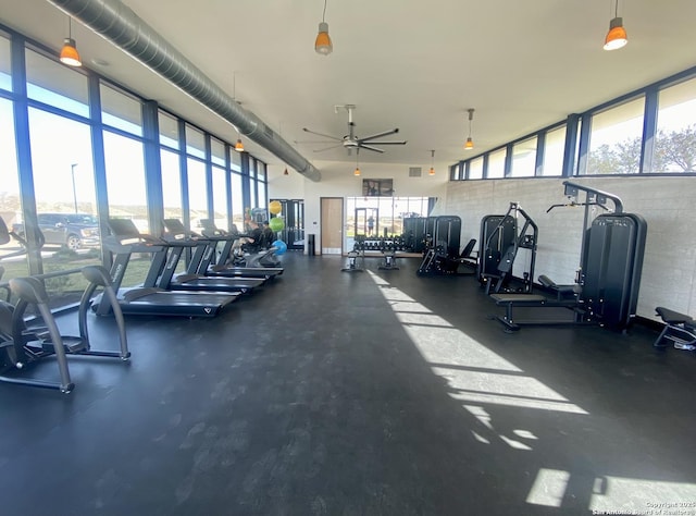9211 Navarro Vis, Seguin, TX 78155 - workout area with a ceiling fan