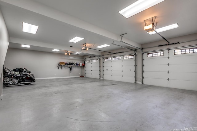 garage with a garage door opener