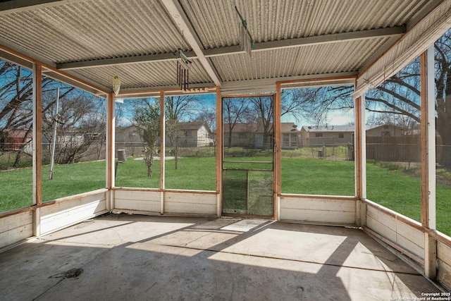 view of unfurnished sunroom