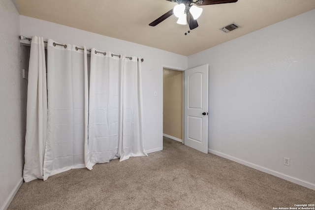 4010 Briarcrest, San Antonio, TX 78247 - unfurnished bedroom with ceiling fan, carpet flooring, visible vents, and baseboards