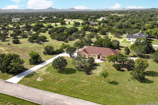 drone / aerial view with a mountain view