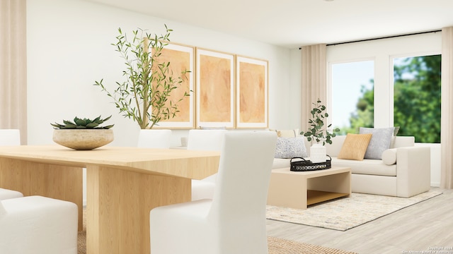 living room featuring light wood-type flooring