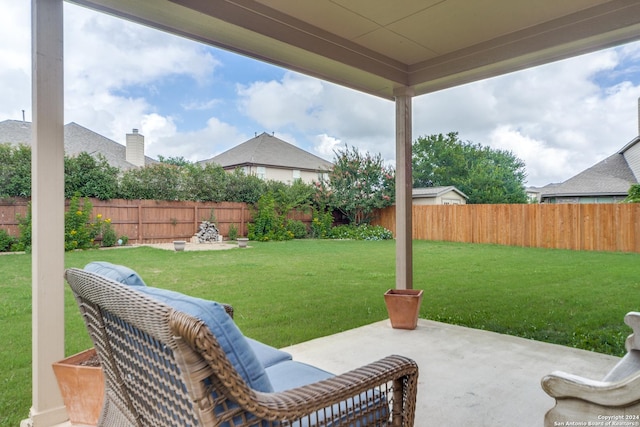 view of yard featuring a fenced backyard and a patio