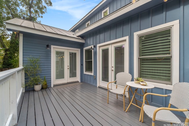 wooden deck featuring french doors