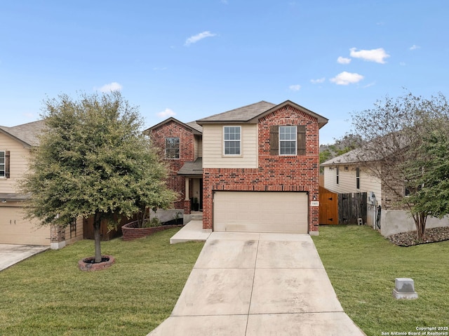 traditional home with brick siding and driveway