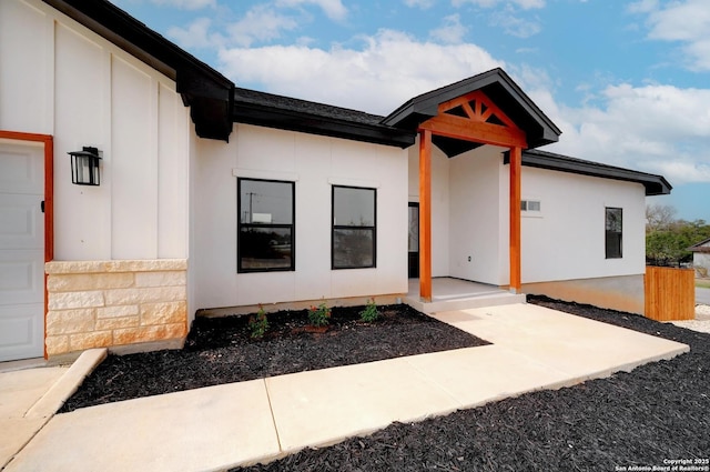 exterior space featuring an attached garage