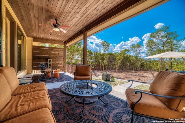 view of patio with ceiling fan