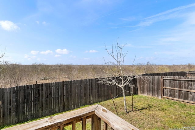 view of yard with a fenced backyard