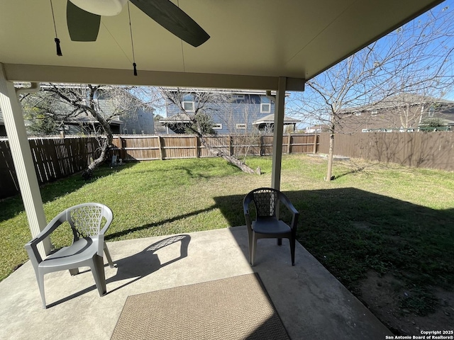 view of patio featuring a fenced backyard