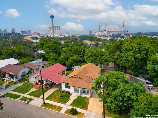 aerial view with a city view