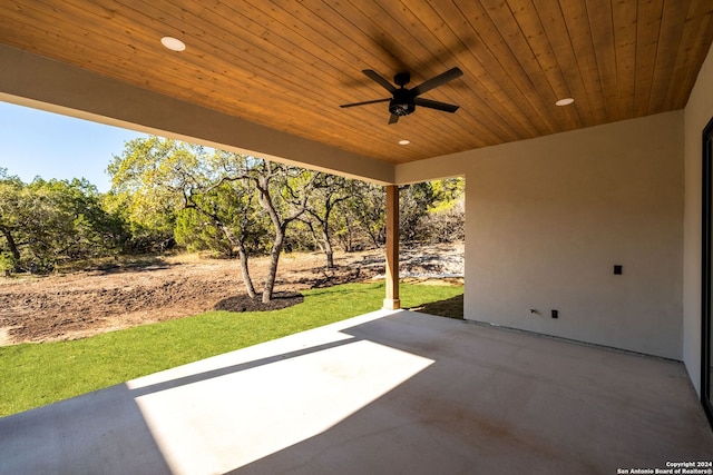 view of patio featuring a ceiling fan