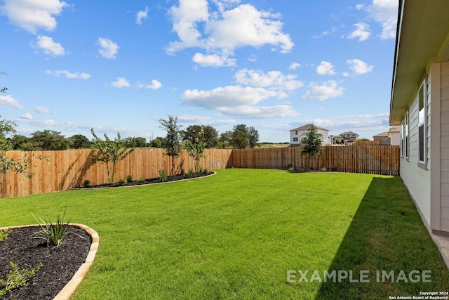 view of yard with a fenced backyard