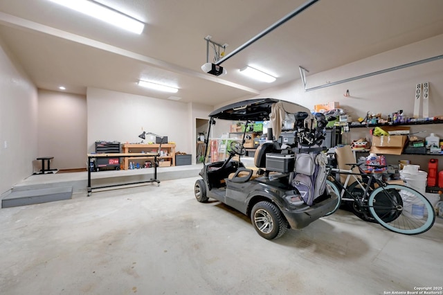 garage with a garage door opener