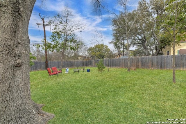 view of yard featuring fence