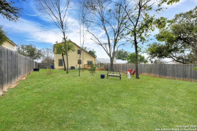 view of yard with a fenced backyard