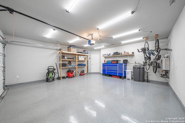 garage with a garage door opener