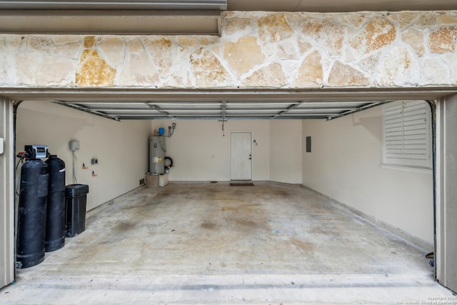 garage with electric water heater