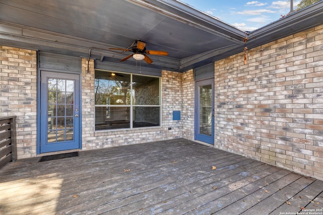 wooden terrace with ceiling fan