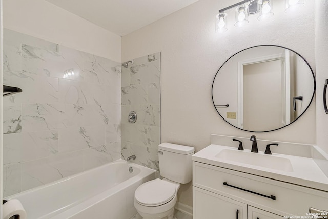 full bath with shower / bathing tub combination, vanity, and toilet