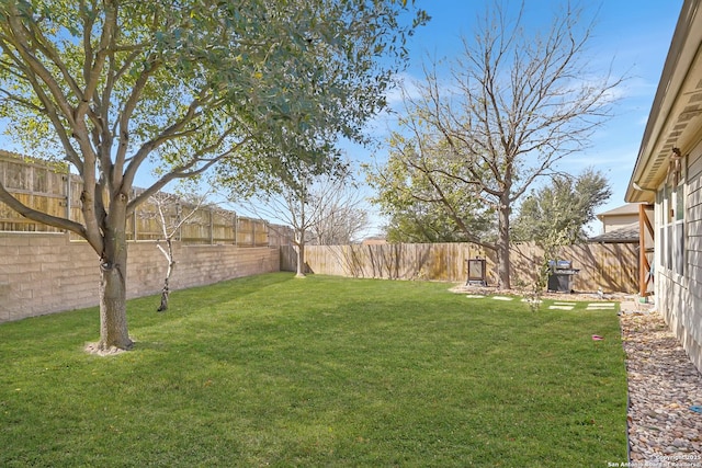 view of yard featuring a fenced backyard