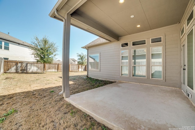 view of patio featuring a fenced backyard