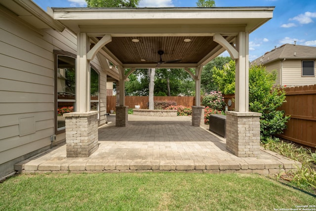4637 Red Rock Pass, Schertz, TX 78154 - view of patio / terrace featuring fence and a ceiling fan