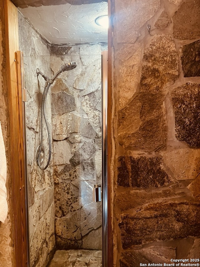 interior details with a marble finish shower