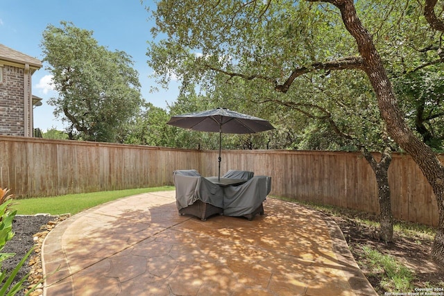 view of patio with a fenced backyard