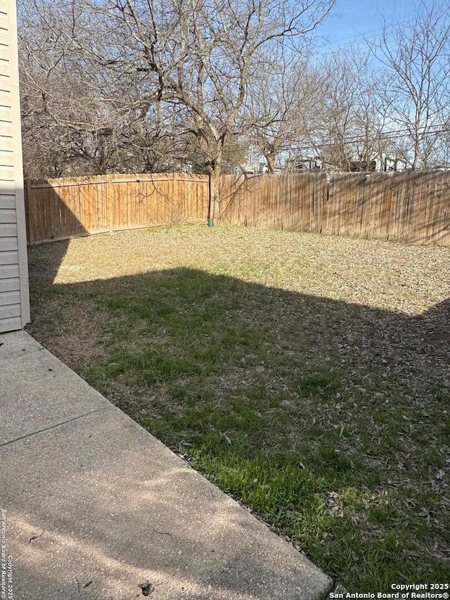 view of yard featuring a fenced backyard