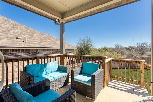 12816 Perdido, San Antonio, TX 78253 - wooden deck featuring a lawn and an outdoor living space