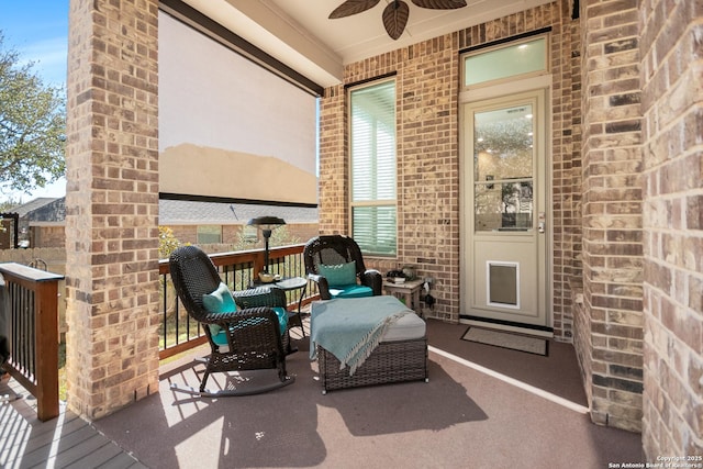 view of patio with a ceiling fan