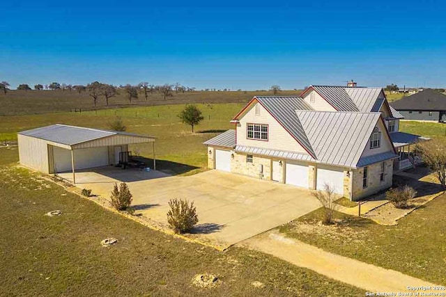 aerial view with a rural view