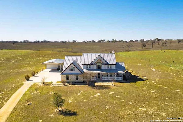 drone / aerial view featuring a rural view