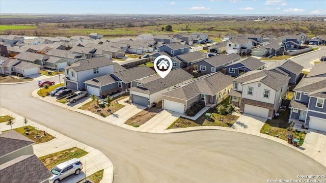 bird's eye view with a residential view