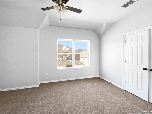 12518 Ponder, San Antonio, TX 78245 - additional living space with baseboards, visible vents, lofted ceiling, and carpet floors