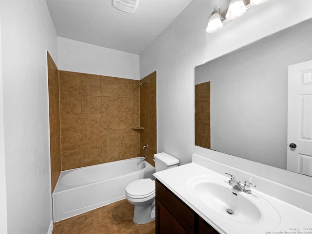 12518 Ponder, San Antonio, TX 78245 - full bathroom featuring bathing tub / shower combination, visible vents, toilet, and vanity