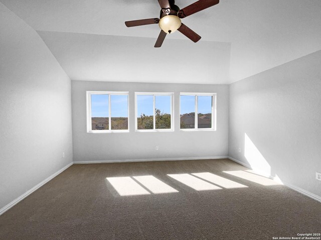 12518 Ponder, San Antonio, TX 78245 - carpeted spare room with baseboards and lofted ceiling